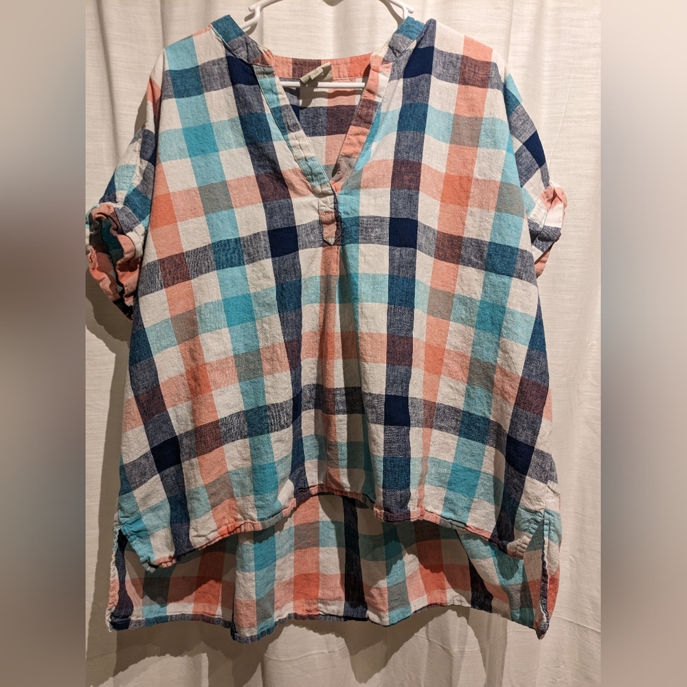 E St johns bay Hi-low XXL plaid shirt